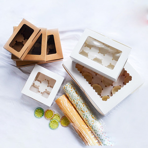 中国工厂供应批发价格高品质定制印刷个性化<span class=keywords><strong>2</strong></span> 4 6 9 12 24盒棕色白色分隔器纸杯蛋糕盒 - Product Image 3