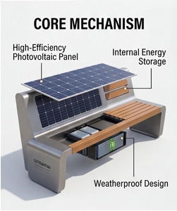 Panchina Solare per Hotel e Luoghi Panoramici con Alimentazione Off-Grid Certificata CE RoHS per Progetti Urbani e Parchi, Seduta Intelligente Personalizzabile - Product Image 5