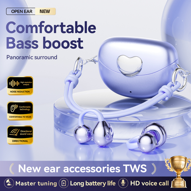Linx New M106 Ear-clip Love-shaped Mini Bag Design Girls Wireless Earbuds with Long Battery Life Fashionable Wireless Earphone
