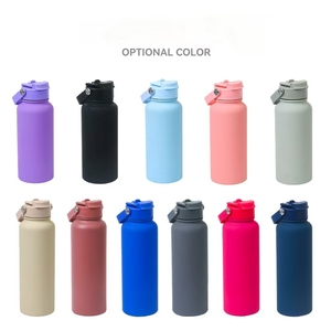 Bouteille d'eau sport isotherme sous vide en acier inoxydable 304 de 1L avec paille et double couvercle, poignée pour la gym et les voyages - Product Image 2