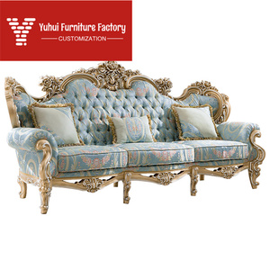 أريكة فاخرة على الطراز الفرنسي الإمبراطوري، طقم أريكة منحوتة يدويًا للفيلات الراقية بأسلوب نيوكلاسيكي لغرفة المعيشة - Product Image 3