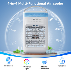 เครื่องปรับอากาศแบบพกพาขนาด 1 ลิตร 3 ระดับความเร็ว 7 ไฟ LED พัดลมระบายความร้อนส่วนตัวขนาดเล็ก 2 ฟังก์ชั่นพ่นไอน้ำเย็นสำหรับห้อง พัดลมเพิ่มความชื้นสีขาว - Product Image 2