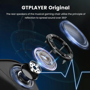 Silla <span class=keywords><strong>Gamer</strong></span> de Oficina Negra Personalizada 2024, Silla de Escritorio Ergonómica para Juegos con Altavoz y Reloj Digital - Product Image 3