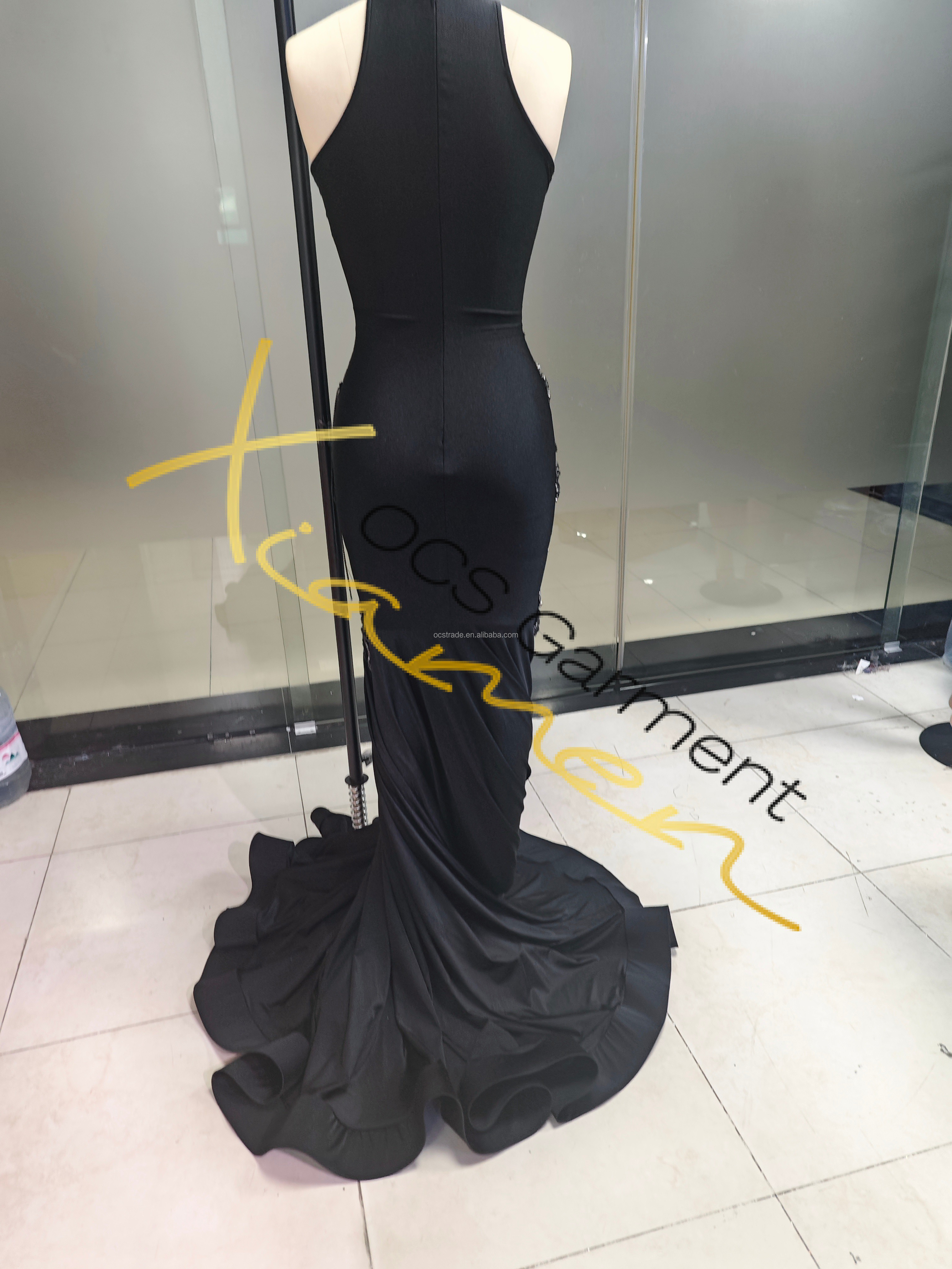 Ocstrade Luxury High Neck Cut Out Rhinestone Birthday Dress for Women  Diamond Black Gowns for Women Prom Evening Dresses Elegant| Alibaba.com