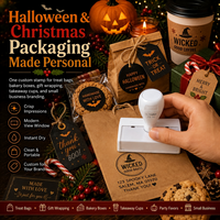 Stempel Flash Fotosensitif Plastik dengan Alamat dan Logo Kustom 3 Ukuran untuk Kemasan Kantor Bisnis Hadiah Natal Halloween