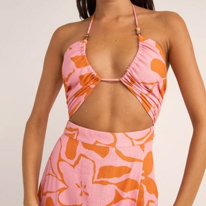 Vestido de Verano con Tirantes, Diseño de Fabricante, Estilo Playero, Floral Calado, Personalizado, de Rayón, Casual, Largo hasta el Tobillo - Product Image 6