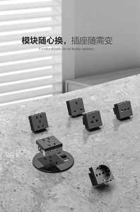 Toma de Corriente Redonda para Escritorio Estándar Estadounidense de 80 mm, 1 Toma de Corriente Alterna, 2 Puertos USB, Tira de Escritorio con Montaje Oculto, IP22 - Product Image 3