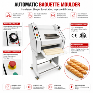 Macchina Automatica Certificata CE ETL per Modellare il Pane Francese, Attrezzatura da Panificio per Baguette, Capacità <span class=keywords><strong>5</strong></span> lb - Product Image 3