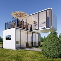 Cabane préfabriquée personnalisée en acier galvanisé, maisonnette modulaire avec salle de bain complète, design moderne du milieu du siècle, garantie 1 an pour villa