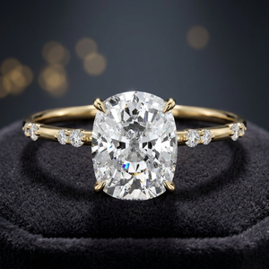 Anillo de compromiso y boda con diamante solitario de corte cojín cultivado en laboratorio, certificado IGI, en oro de 10K, 14K, 18K y plata 925, 935. - Product Image 1