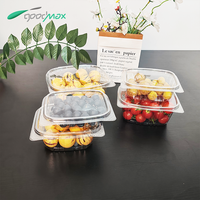 100% recyclable 16oz à clapet fruits légumes salade emballage boîte en plastique PET transparent couvercle à charnière conteneurs de charcuterie