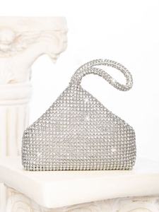 Women's Evening Clutch Half Moon Design <b>Wedding</b> Purse Excellent Quality PU Leather <b>Handbag</b> Party Fashion Rhinestones Zipper - Product Image 3