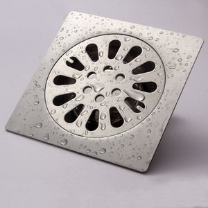 Siphon de sol en acier inoxydable 50 mm carré, anti-odeur, facile à nettoyer, double usage pour salle de bain et machine à laver - Product Image 1