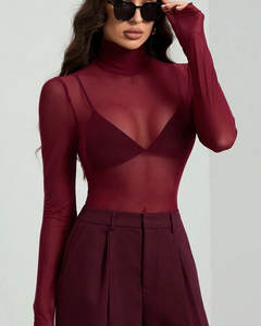 Chemisier élégant ZONA pour <span class=keywords><strong>femme</strong></span>, en maille, à <span class=keywords><strong>col</strong></span> montant et manches longues, coupe ajustée, pour la vente en gros et la personnalisation - Product Image 3