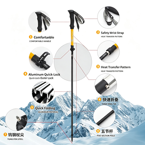 Bastón de Trekking Plegable de Aleación de Aluminio de 3 Secciones Ajustable ZHEFRE con Mango de EVA y Sistema de Bloqueo Rápido para Senderismo - Product Image 5