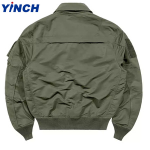 LAYENNE <span class=keywords><strong>Blouson</strong></span> aviateur Streetwear personnalisé pour hommes <span class=keywords><strong>Blouson</strong></span> aviateur en nylon avec col montant zippé Veste softshell coupe-vent multi-poches - Product Image 3