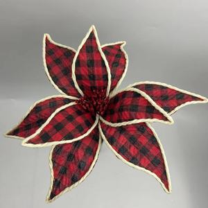 2021 di nuovo disegno <span class=keywords><strong>fiori</strong></span> di natale bacche blu di colore di scintillio tessuto di lusso poinsettia fiore