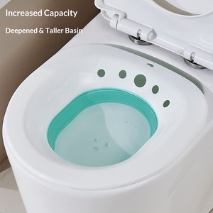 Bañera de asiento para hemorroides, para inodoro, cuidado posparto, kit de baño de asiento para mujeres, plegable, con descarga de agua - Product Image 1