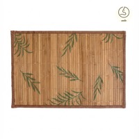 Set de table et chemin de table imprimés feuilles de bambou, tapis de table tissé, décoration de table à thé, vente en gros OEM, set de table en bambou