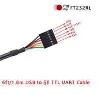 Cable Serial TTL UART USB 5V con Chip FTDI, Longitud de 1.8m, TTL-232R-5V, Compatible con Escáner de Código de Barras, Impresora, Computadora, Multifunción 3 en 1