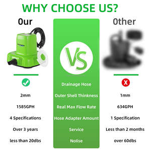 फ्रीसिया तालाब सबमर्सिबल वाटर पंप 1585gph 120w पूल कवर पंप के लिए कवर पंप - Product Image 5