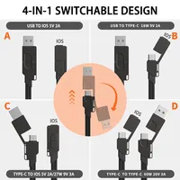Câble de charge rapide PD 60W, câble magnétique USB porte-clés 6 en 1, 4 en 1, câble de données en alliage Ziny