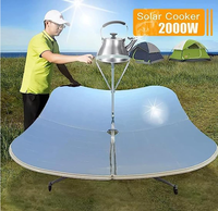 Four solaire parabolique portable 1500W, diamètre 1,35m, 4 réflecteurs en aluminium anodisé brillant pour camping, chauffe-eau extérieur