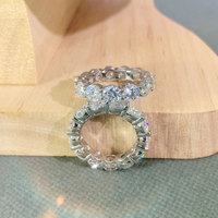 Pabrik 0.5CT bulat potongan brilian Moissanite perhiasan Pass berlian Tester 925 Perak Platinum Disepuh 5MM keabadian cincin untuk wanita