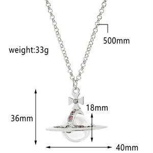 时尚土星星锆石吊坠项链女男金属女项圈项链饰品耳环 - Product Image 4