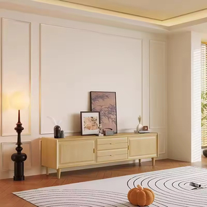Mueble de TV Pequeño con Almacenamiento Integrado, Madera de Roble Macizo, Estilo Nórdico Europeo, Soporte de TV con Almacenamiento en el Suelo - Product Image 1