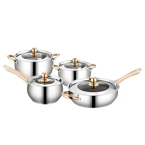 Juego de Ollas y Sartenes de Acero Inoxidable SS201, 13 Piezas, con Tapa de Vidrio y Mango Ergonómico, para Hogar, Restaurante y <span class=keywords><strong>Chef</strong></span> - Product Image 5