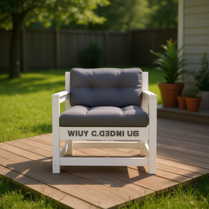 Silla de Patio de Madera Maciza Blanca con Cojines, Muebles Modernos para Jardín Exterior - Product Image 2