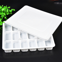 Barquette en plastique PP carrée jetable et recyclable MINXING MX-J18 pour emballage de raviolis, aliments surgelés, nouilles, pizzas, sucre