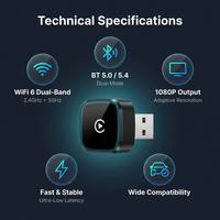 Adaptador Inalámbrico 2 en 1 para Carplay y Android Auto, Mini Adaptador USB Tipo C
