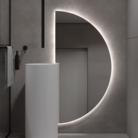 Miroir lumineux semi-circulaire créatif mural, lampe de maquillage en forme d'alien, LED tricolore, pour salle de bain, cuisine