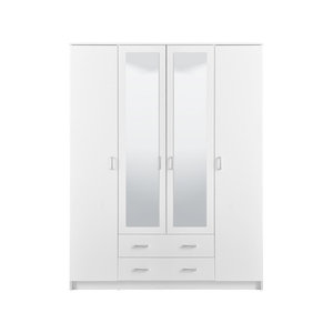 ตู้เสื้อผ้าไม้4ประตูพร้อมกระจก<span class=keywords><strong>2</strong></span>ลิ้นชัก<span class=keywords><strong>2</strong></span>ข้างสำหรับห้องนอนสไตล์โมเดิร์นพื้นที่เก็บของกว้างขวาง - Product Image 1