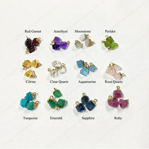 Оптовая продажа 18 карат позолоченный 925 стерлингового серебра Перидот грубый Кристалл Настоящий камень Шарм маленький камень кулон - Product Image 2