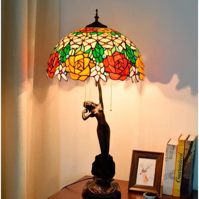 Tiffany bảng đèn nghiên cứu phòng ngủ cạnh giường ngủ vườn chuồn chuồn Đèn bàn kính màu đèn bàn