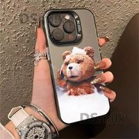 Coque de téléphone portable ours brun pour iPhone 16 15 14 13 Pro Max 12 11 Xs Max 8 7 coque arrière de protection
