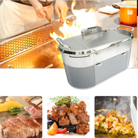 Table de gril Teppanyaki en acier inoxydable mobile électrique/gaz commercial pour équipement de restauration de cuisine de restaurant d'hôtel