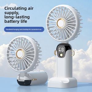 Cross-border Digital Display <b>Handheld</b> Mini <b>Fan</b> Silent Gift Foldable Neck-Hanging USB Portable Plastic <b>Fan</b> Wholesale - Product Image 1
