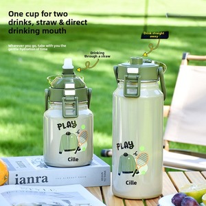 Công Suất Lớn Đôi Uống Phích Cup Hiện Đại Ngoài Trời 316 Thép Không Gỉ Thể Thao Ấm Đun Nước Rhinestone Hút Chân Không - Product Image 3