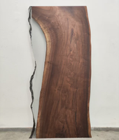 Table à manger moderne en bois massif avec bord naturel et finition époxy, robuste, écologique, multifonctionnelle, pour bar à domicile ou salle à manger, 1,8 m, en noyer