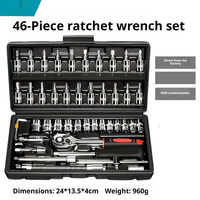 Jeu de clés à cliquet miniatures 1/4'' de 46 pièces, en acier Cr-V, petit kit d'outils de réparation pour l'automobile et la maison