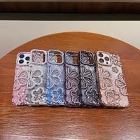 Coque arrière antichoc en TPU souple pour 16/17 Pro Max & 11-14 Plus avec design électroplaqué style Ins