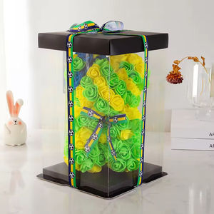 Oso de Rosas Artificiales con Diseño de Bandera Nacional, Oso de Peluche de Rosas Eternas con Caja de Regalo para Aficionados al Fútbol y Regalos Navideños - Product Image 6