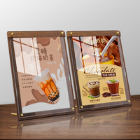 Affiche de restaurant en acier inoxydable A3/A4 pour hôtels, présentoir de menus de restauration rapide en acrylique publicitaire personnalisé