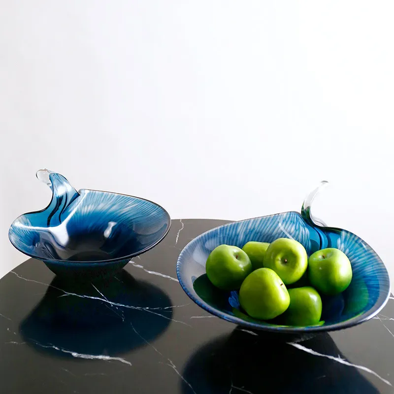 Nodern nordic home accessories plate transparent tray blue swan clear glass fruit bowl