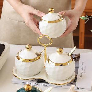Drop Shipping Ceramic Spice <b>Jar</b> Home Seasoning Box Set Full Set of Light Luxury <b>Kitchen</b> Seasoning Bottle Salt <b>Storage</b> Bottle - Product Image 5