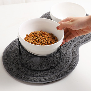 Tazón de cerámica para gatos con marco de hierro, plato elevado para alimentar mascotas, tazón redondo para comida y agua para gatos, modelo M05 - Product Image 2